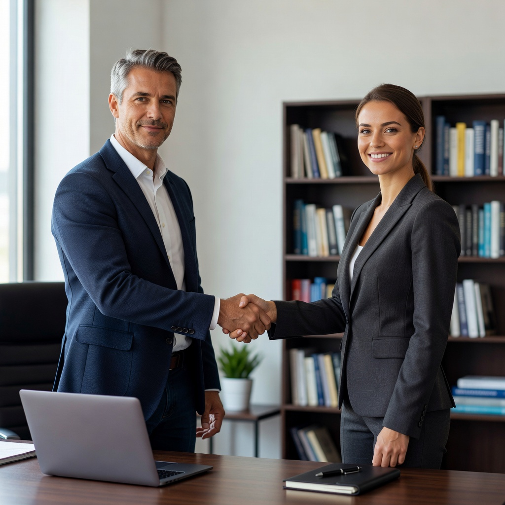 Apretón de manos entre profesionales simbolizando la incorporación al equipo de Altea Consulting