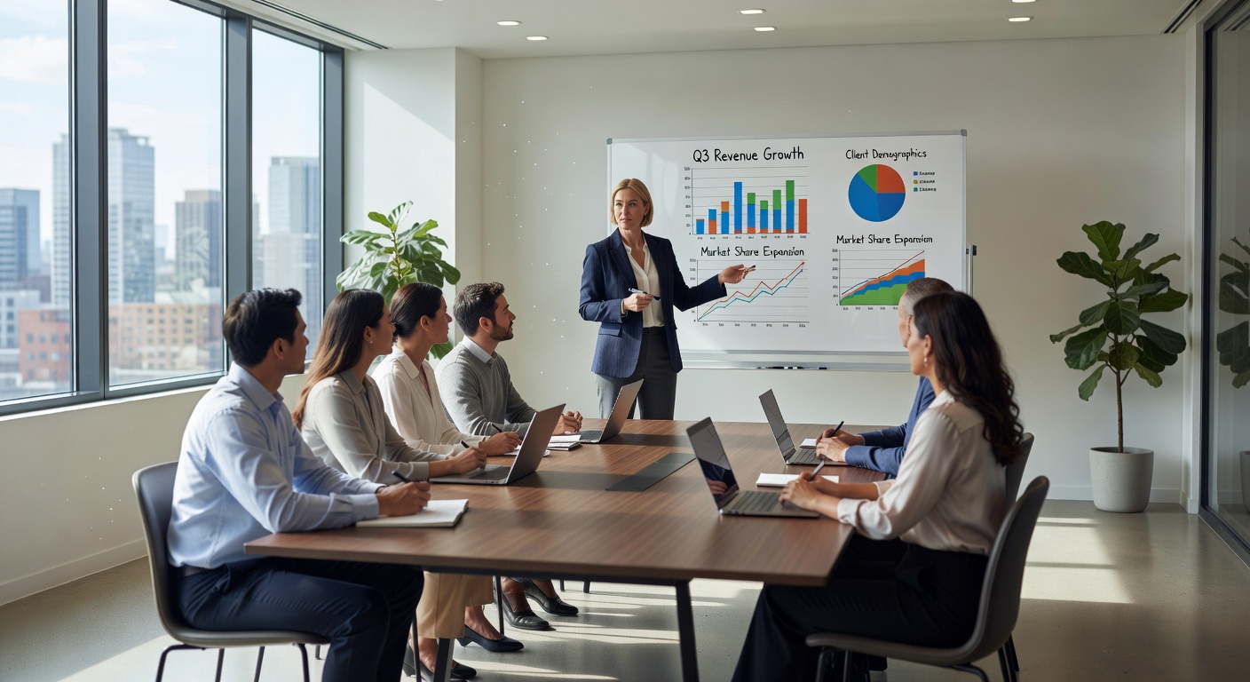 Sesión de consultoría organizacional en grupo